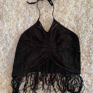 Free People Halter Fringe Top